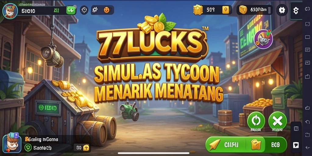 Tampilan gameplay menarik di 77LUCKS dengan elemen Tycoon.