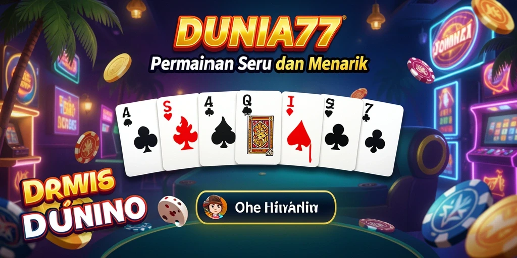Tampilan gameplay seru DUNIA77 saat bermain Domino.