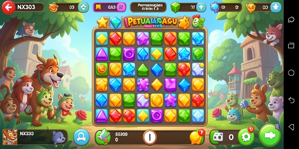 Tampilan permainan NX303 yang menarik dengan gameplay Match-3 yang seru.